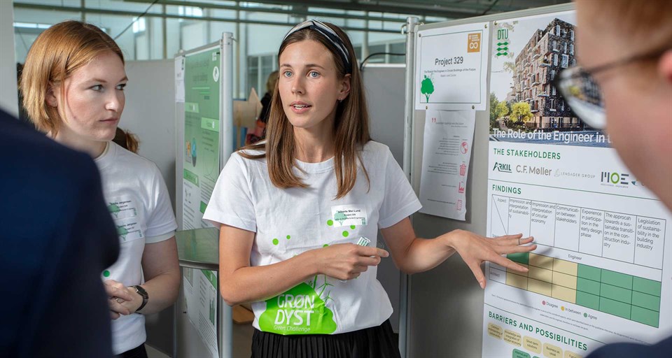 Students present their project at Grøn Dyst (Green Challenge), which focuses on social, economic and environmental sustainability in all DTU's programs. Photo: Mikal Schlosser